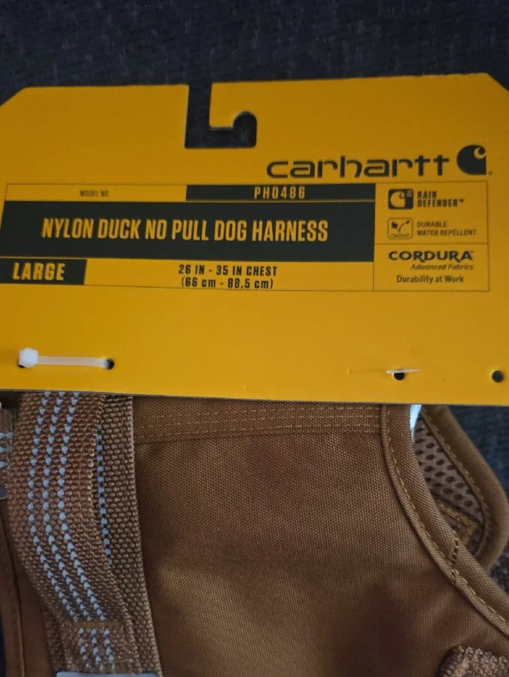 Carhartt Large Signature Brown Nylon No-Pull Dog Harness Nwt